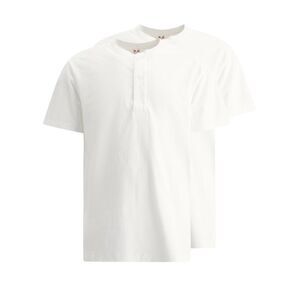 BEAMS PLUS Men's Cotton Henley T-Shirts (2-Pack) Men WHITE